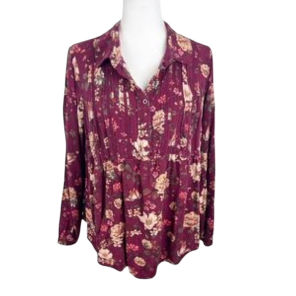 Torrid Textured Stretch Rayon Dark Academia Wine Floral Romantic Tunic Sz 3x - Picture 3 of 12